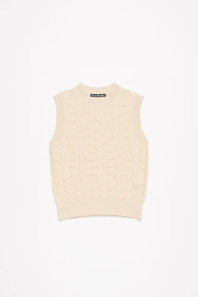 Men Cable Wool Sleeveless Jumper Oatmeal Melange Acne Studios Knitwear