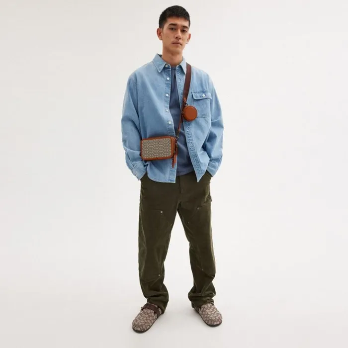 Men Charter Slim Crossbody In Micro Signature Jacquard Cocoaburnished Amber Coach Messenger and Crossbody Men Charter Slim Crossbody In Micro Signature Jacquard Cocoaburnished Amber Coach Messenger and Crossbody