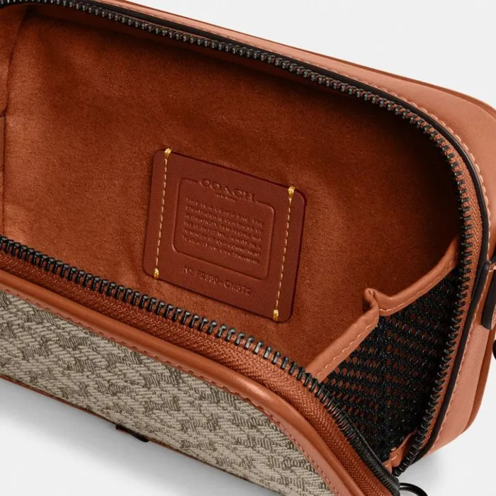 Men Charter Slim Crossbody In Micro Signature Jacquard Cocoaburnished Amber Coach Messenger and Crossbody Men Charter Slim Crossbody In Micro Signature Jacquard Cocoaburnished Amber Coach Messenger and Crossbody