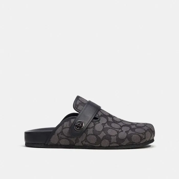 Men Clog In Signature Jacquard Charcoalblack Coach Sandals and Slides