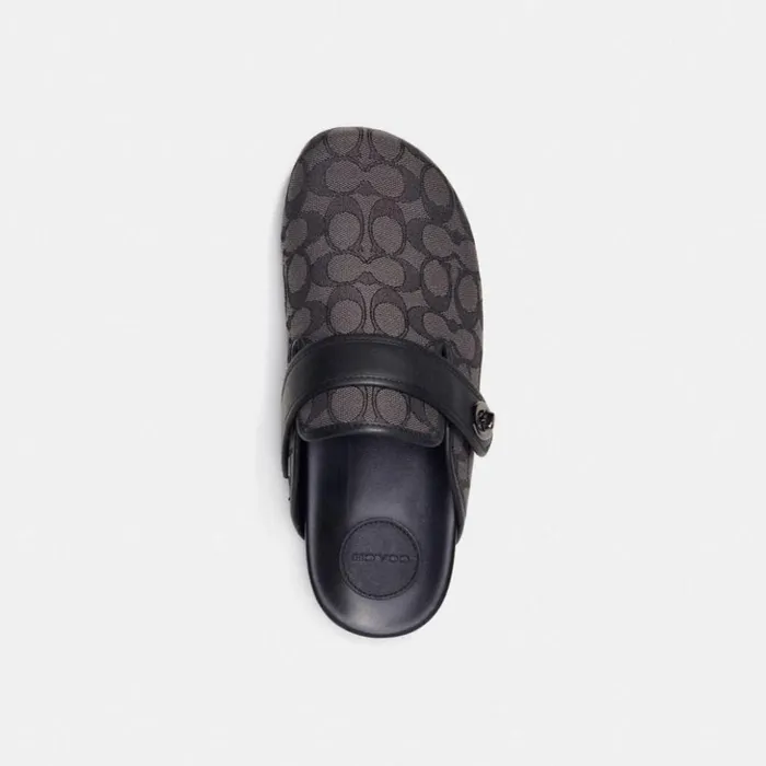 Men Clog In Signature Jacquard Charcoalblack Coach Sandals and Slides