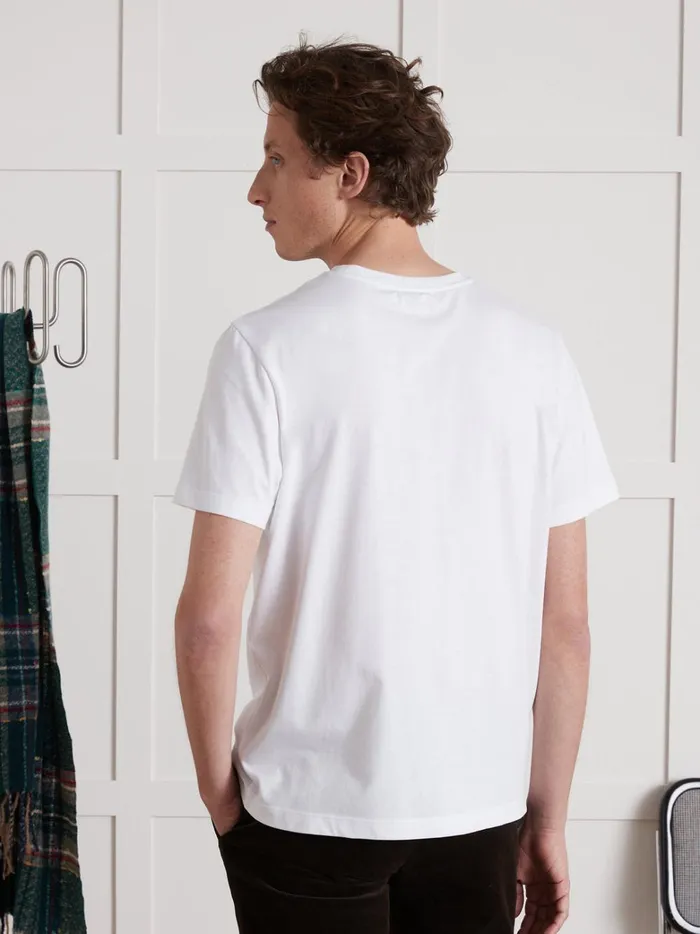 Men Clothing Cyrillus Plain Embroidered Organic Cotton TShirt Blanc