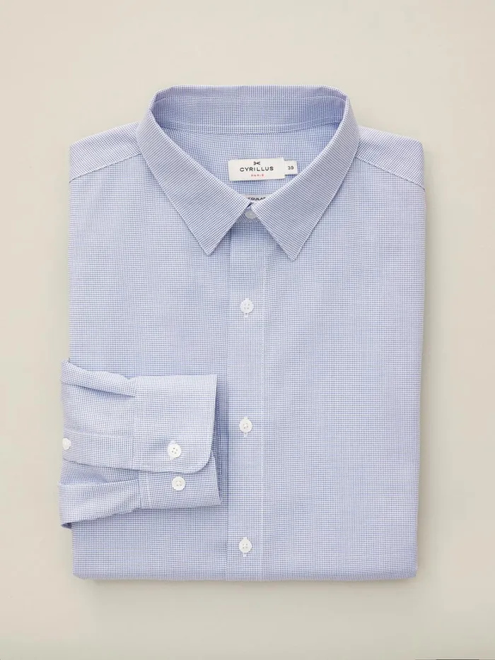Men Clothing Cyrillus Regular Fit MiniMotif NonIron Shirt Pied De Poule