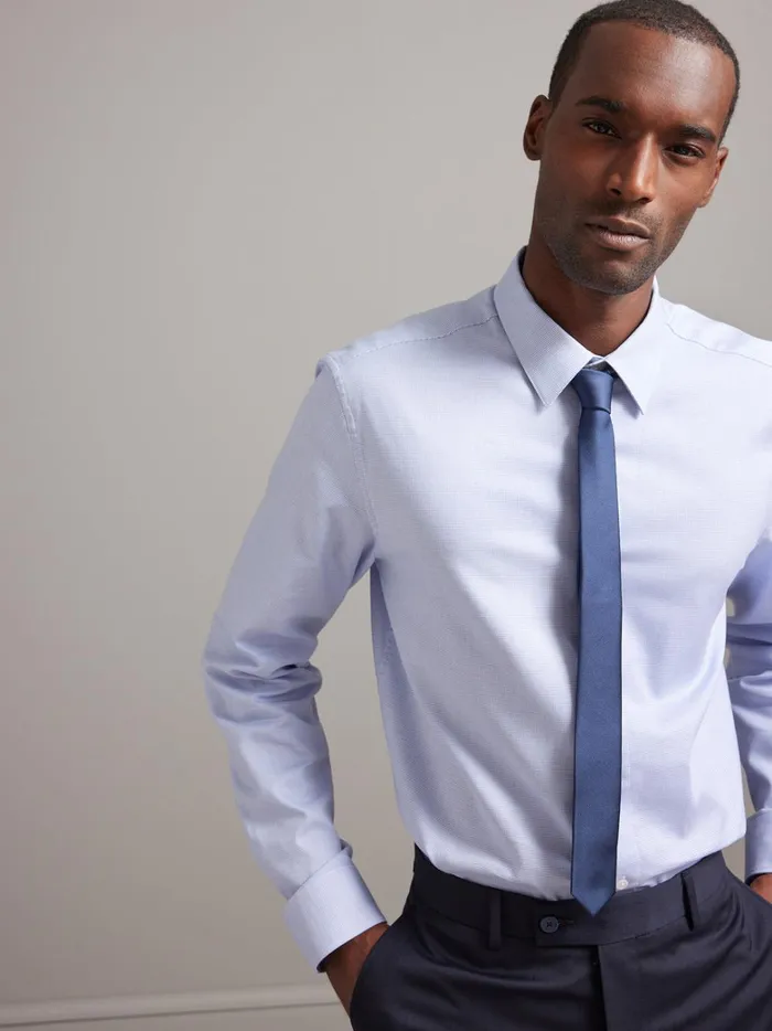 Men Clothing Cyrillus Regular Fit MiniMotif NonIron Shirt Pied De Poule