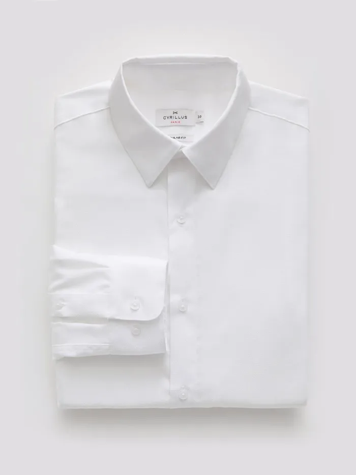 Men Clothing Cyrillus Regular Fit NonIron Pinpoint Shirt Blanc
