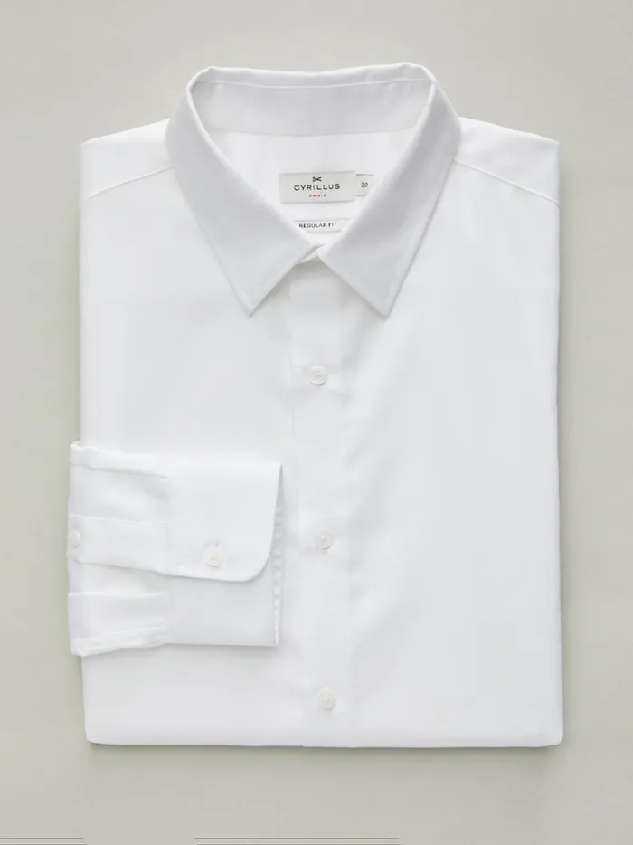 Men Clothing Cyrillus Regular Fit NonIron Pinpoint Shirt Blanc