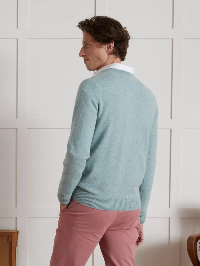 Men Clothing Cyrillus RoundNeck Sweater 8211 The Cashmere Collection Celadon Clair