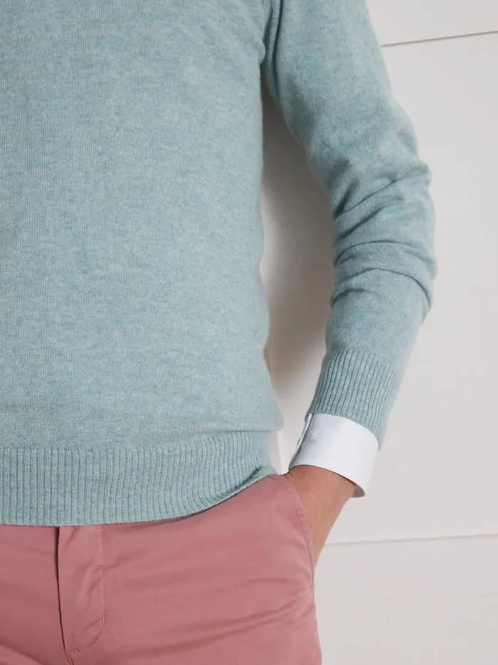 Men Clothing Cyrillus RoundNeck Sweater 8211 The Cashmere Collection Celadon Clair