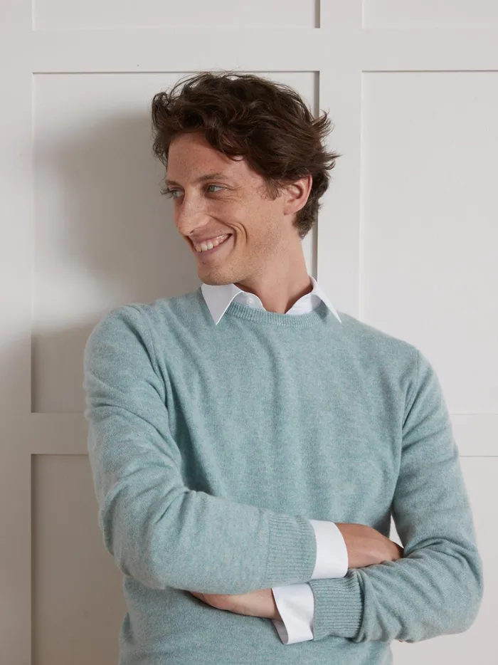 Men Clothing Cyrillus RoundNeck Sweater 8211 The Cashmere Collection Celadon Clair