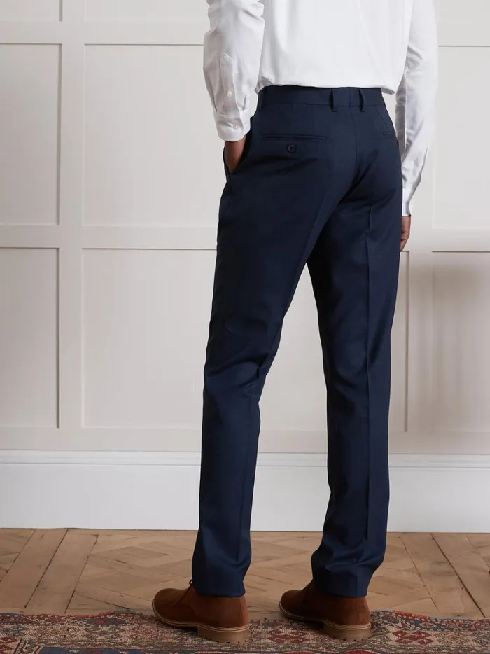 Men Clothing Cyrillus SemiPlain Textured Fabric Suit Trousers Bleu