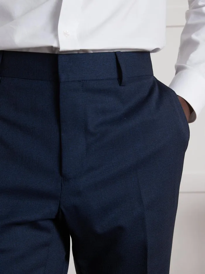 Men Clothing Cyrillus SemiPlain Textured Fabric Suit Trousers Bleu