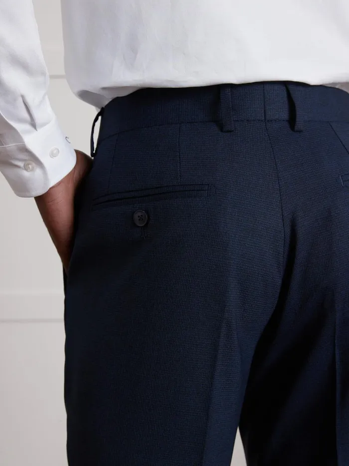 Men Clothing Cyrillus SemiPlain Textured Fabric Suit Trousers Bleu