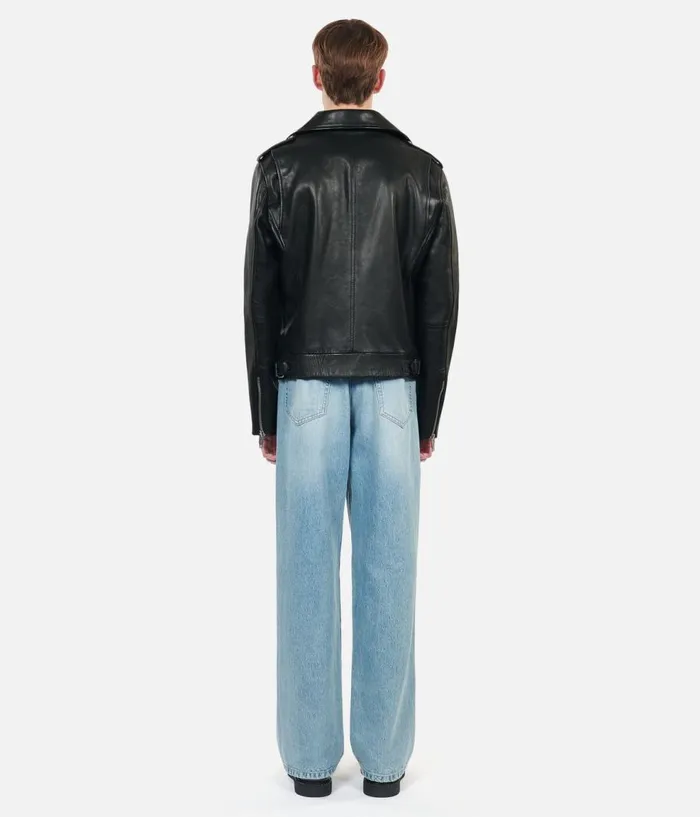 Men Coats and Jackets THE KOOPLES Black Leather Biker Jacket Men Coats and Jackets THE KOOPLES Black Leather Biker Jacket