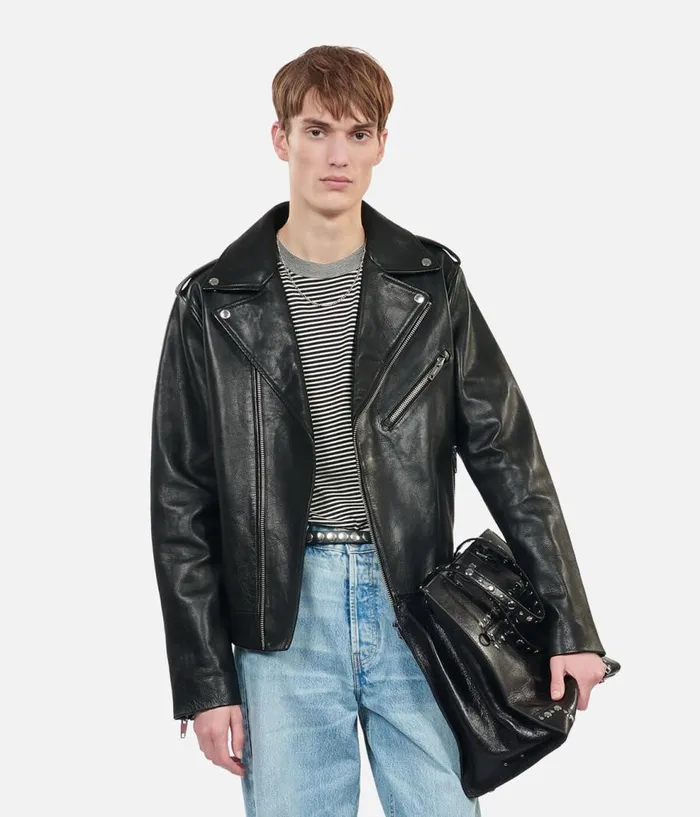 Men Coats and Jackets THE KOOPLES Black Leather Biker Jacket Men Coats and Jackets THE KOOPLES Black Leather Biker Jacket