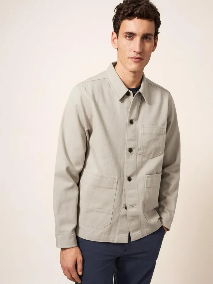 Men COATS and JACKETS White Stuff Fabien Chore Jacket Light Natural Men COATS and JACKETS White Stuff Fabien Chore Jacket Light Natural