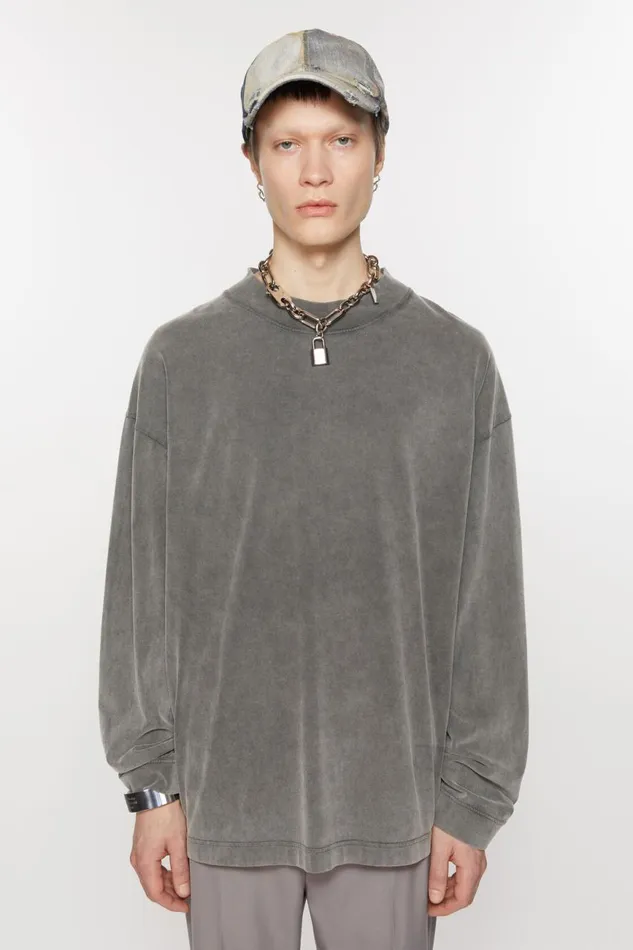Men Crew Neck Sweater 8211 Relaxed Unisex Fit Faded Black Acne Studios Sweatshirts