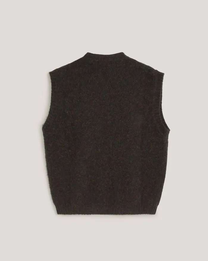 Men Crew Neck Vest Brown YMC Knitwear