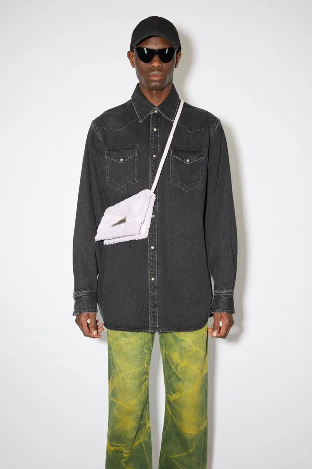 Men Denim Buttonup Shirt Black Acne Studios Shirts