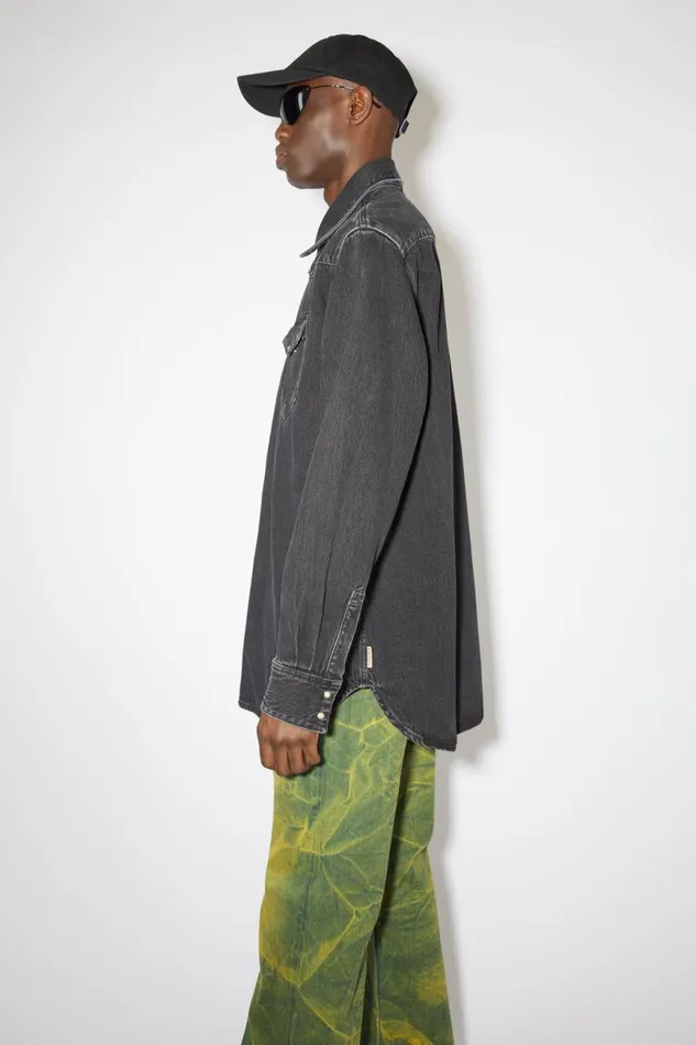 Men Denim Buttonup Shirt Black Acne Studios Shirts