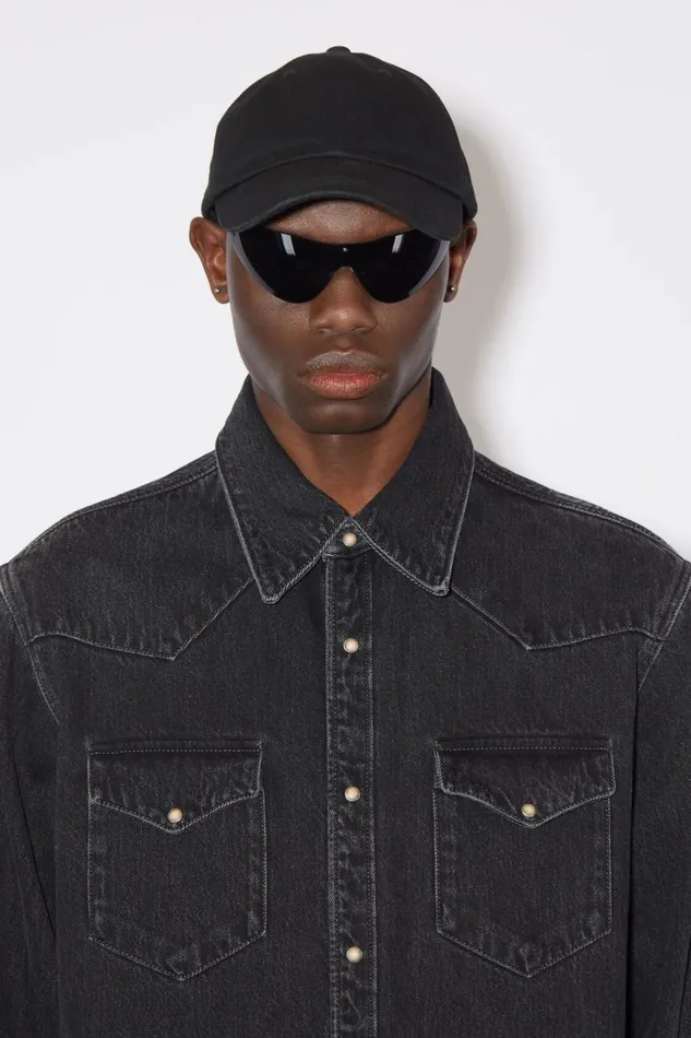 Men Denim Buttonup Shirt Black Acne Studios Shirts