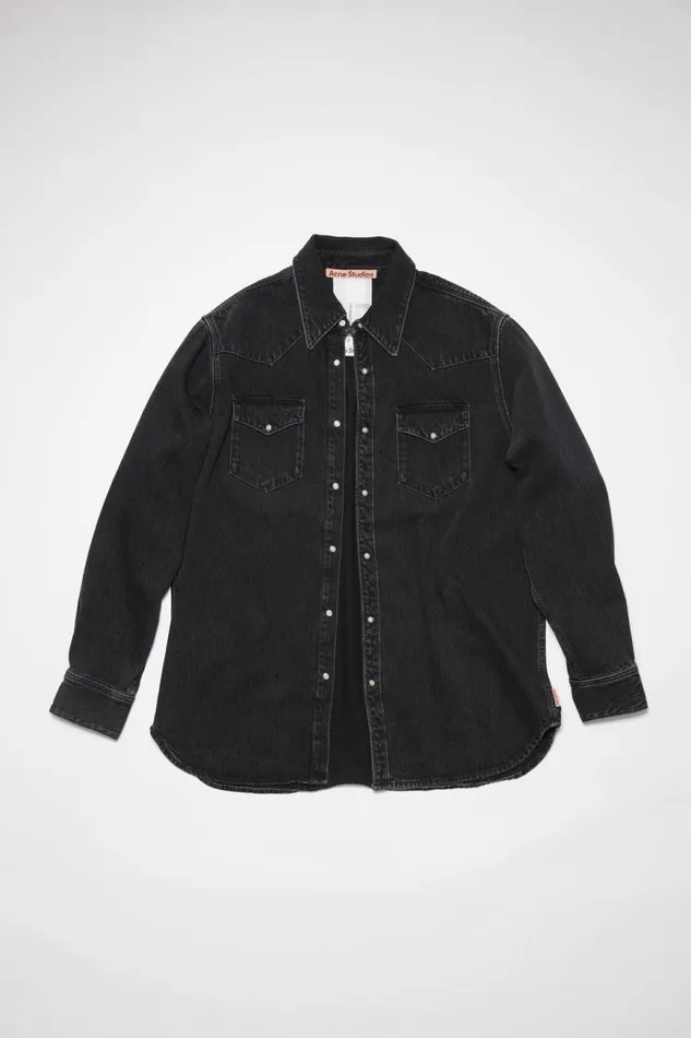 Men Denim Buttonup Shirt Black Acne Studios Shirts