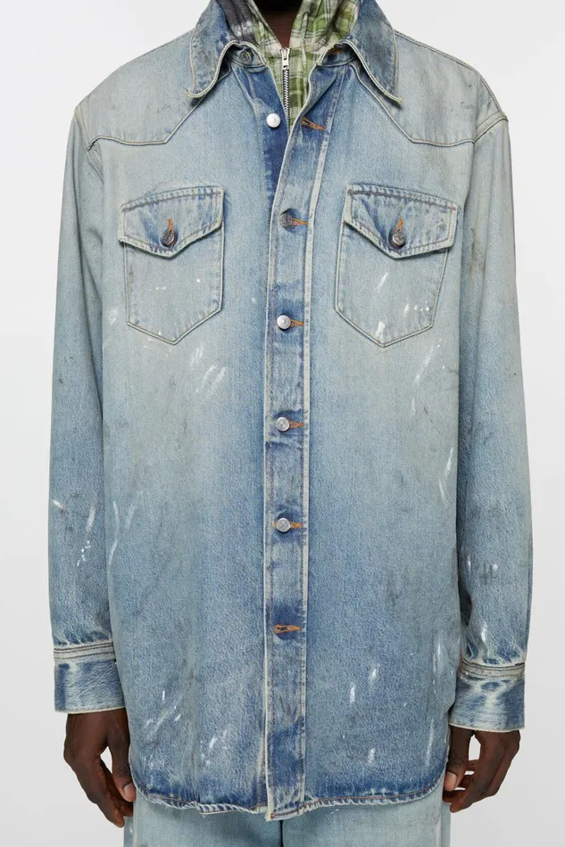Men Denim Shirt 8211 Relaxed Fit Light Blue Acne Studios Shirts