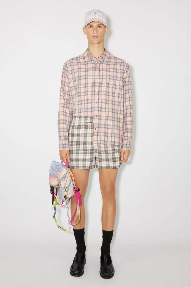 Men Flannel Check Shorts Whiteblack Acne Studios Shorts