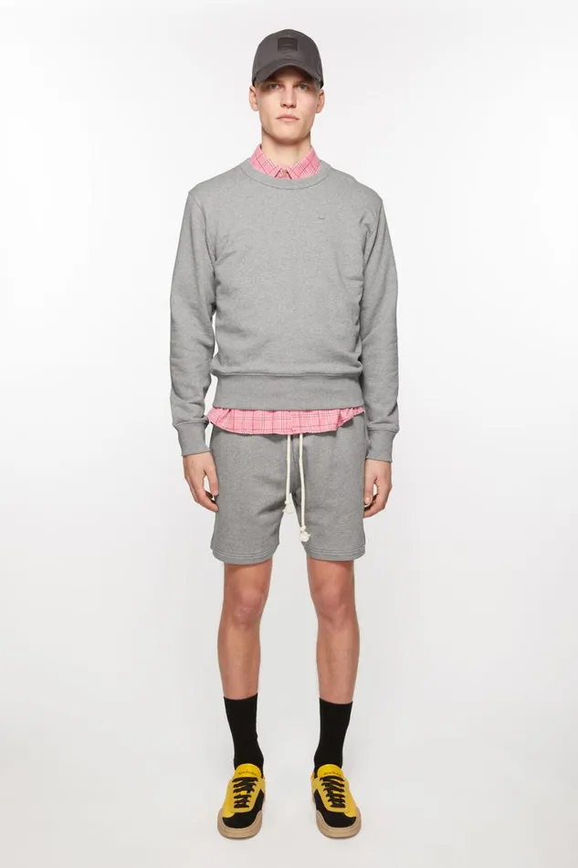 Men Fleece Shorts Light Grey Melange Acne Studios Shorts