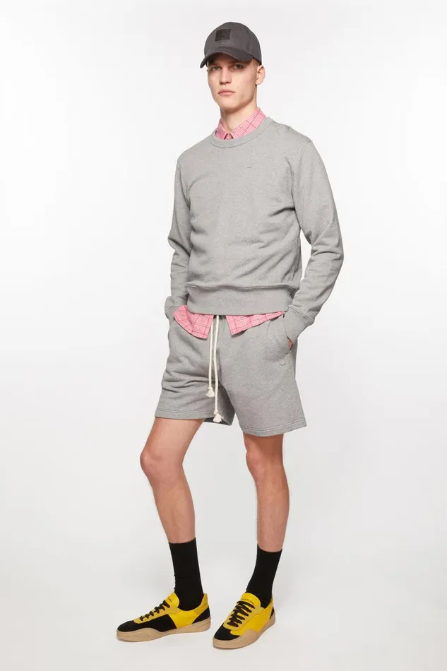 Men Fleece Shorts Light Grey Melange Acne Studios Shorts