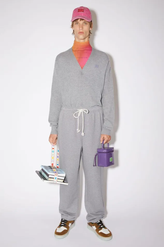 Men Fleece Sweatpants Light Grey Melange Acne Studios Trousers