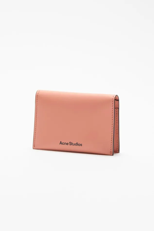 Men Folded Leather Wallet Salmon Pink Acne Studios Small Leather Goods