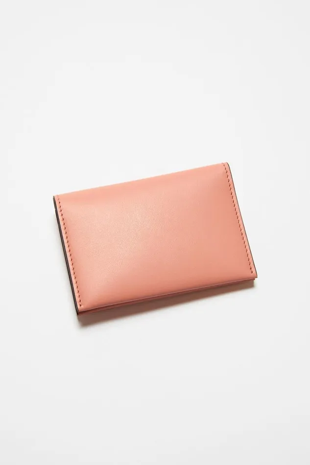Men Folded Leather Wallet Salmon Pink Acne Studios Small Leather Goods
