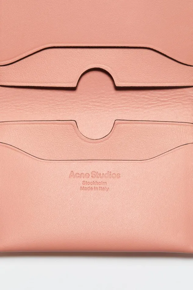 Men Folded Leather Wallet Salmon Pink Acne Studios Small Leather Goods