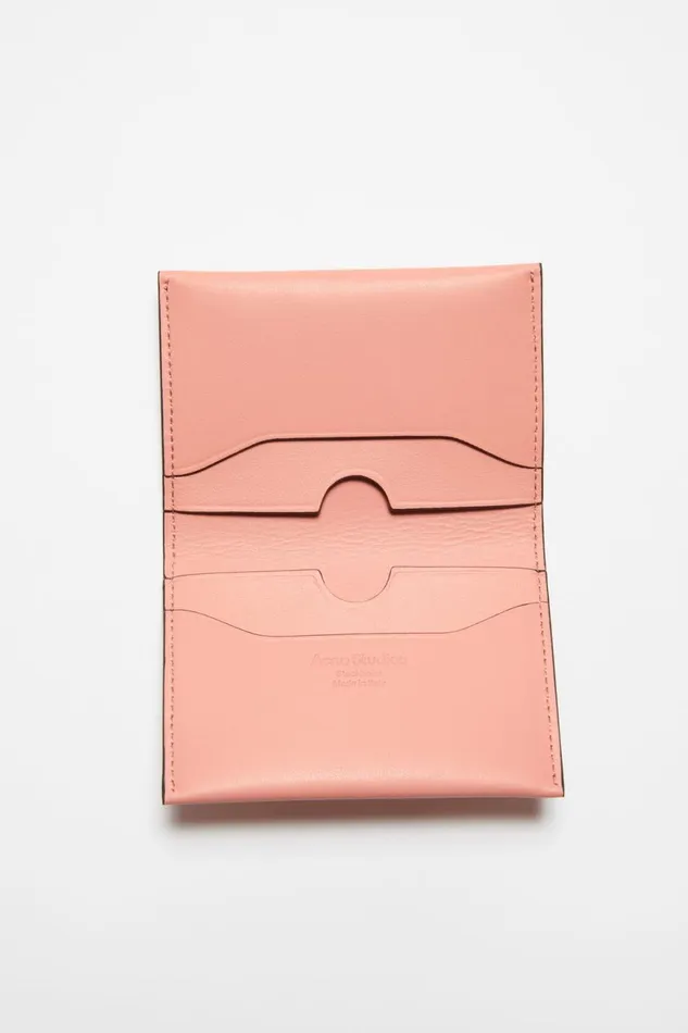 Men Folded Leather Wallet Salmon Pink Acne Studios Small Leather Goods