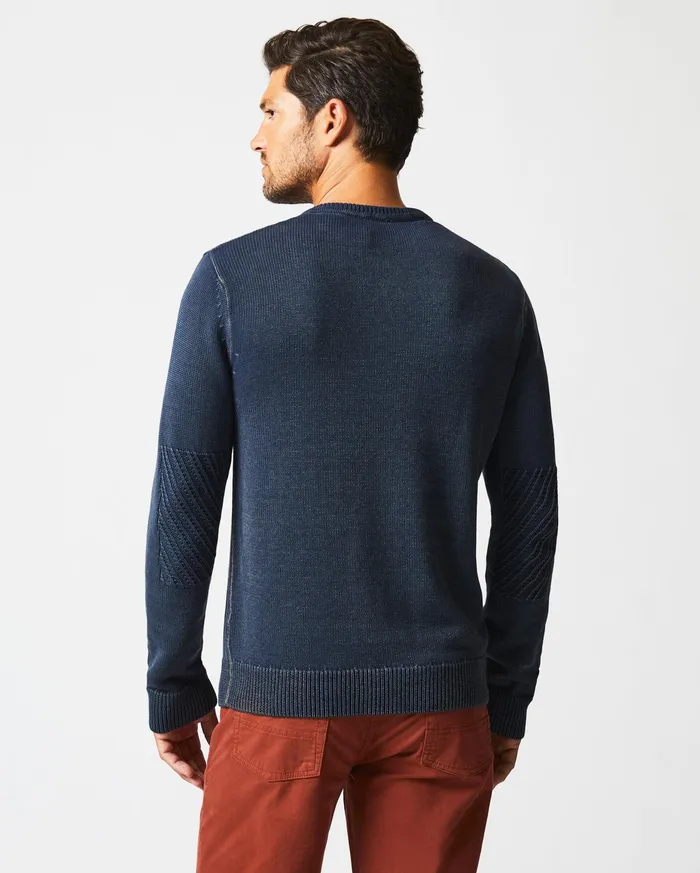 Men Garment Dyed Henley Sweater Carbon Blue Billy Reid Polos Tees and Henleys