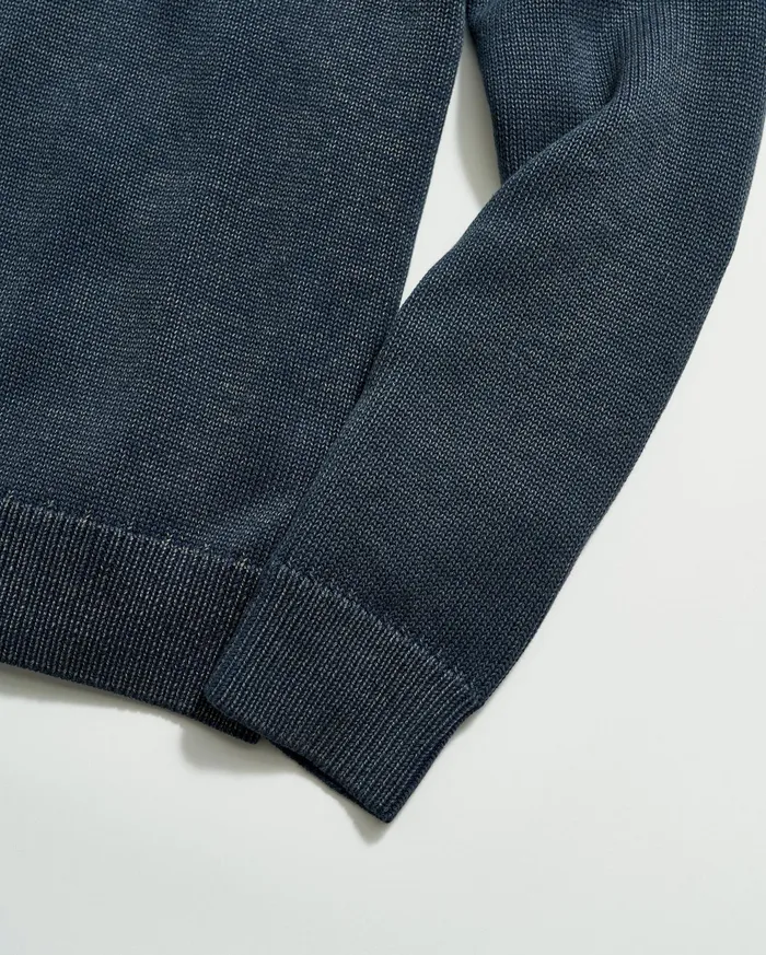 Men Garment Dyed Henley Sweater Carbon Blue Billy Reid Polos Tees and Henleys