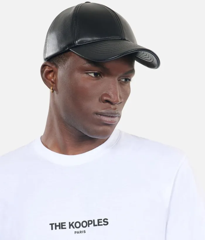 Men Hats and Scarves THE KOOPLES Black Leather Cap Men Hats and Scarves THE KOOPLES Black Leather Cap