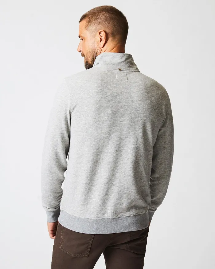 Men Herringbone Half Zip Light Grey Billy Reid Sweaters and Sweatshirts