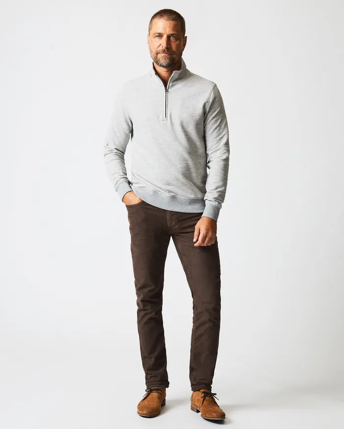 Men Herringbone Half Zip Light Grey Billy Reid Sweaters and Sweatshirts