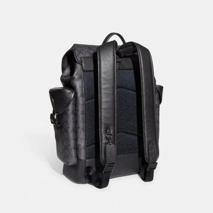 Men Hitch Backpack In Signature Canvas Charcoal Coach Backpacks