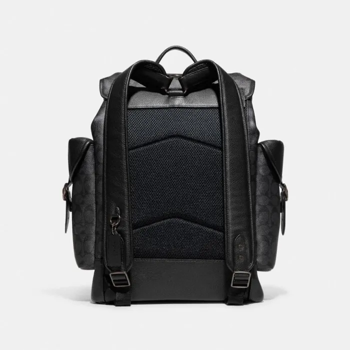 Men Hitch Backpack In Signature Canvas Charcoal Coach Backpacks