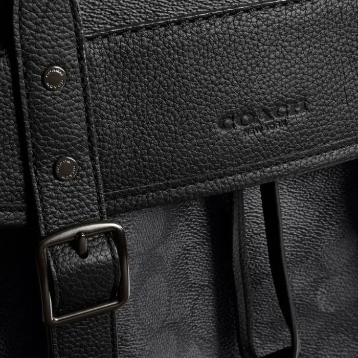Men Hitch Backpack In Signature Canvas Charcoal Coach Backpacks
