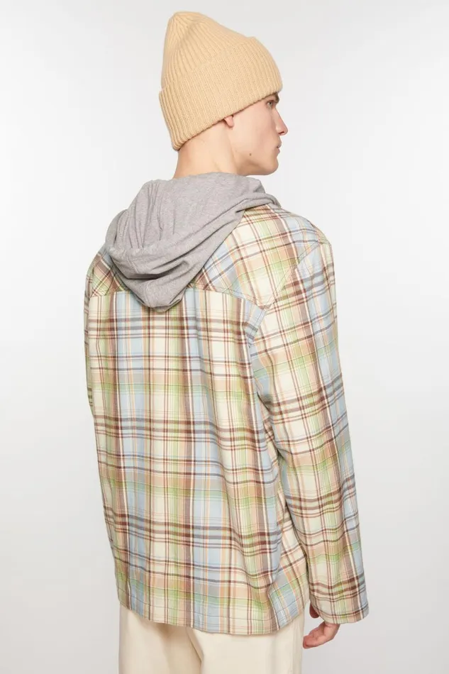Men Hooded Overshirt Jacket Browngreen Acne Studios Outerwear