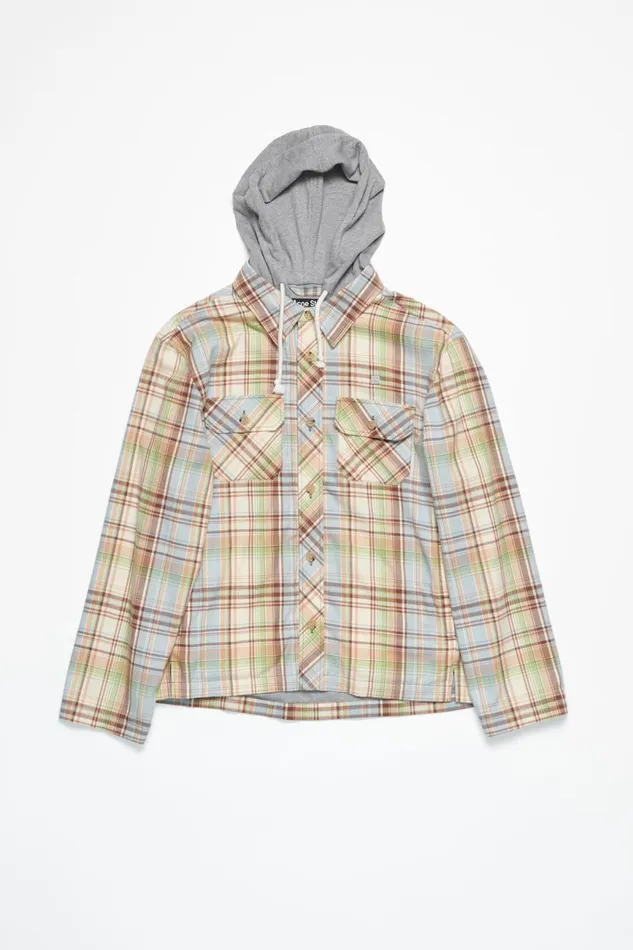 Men Hooded Overshirt Jacket Browngreen Acne Studios Outerwear