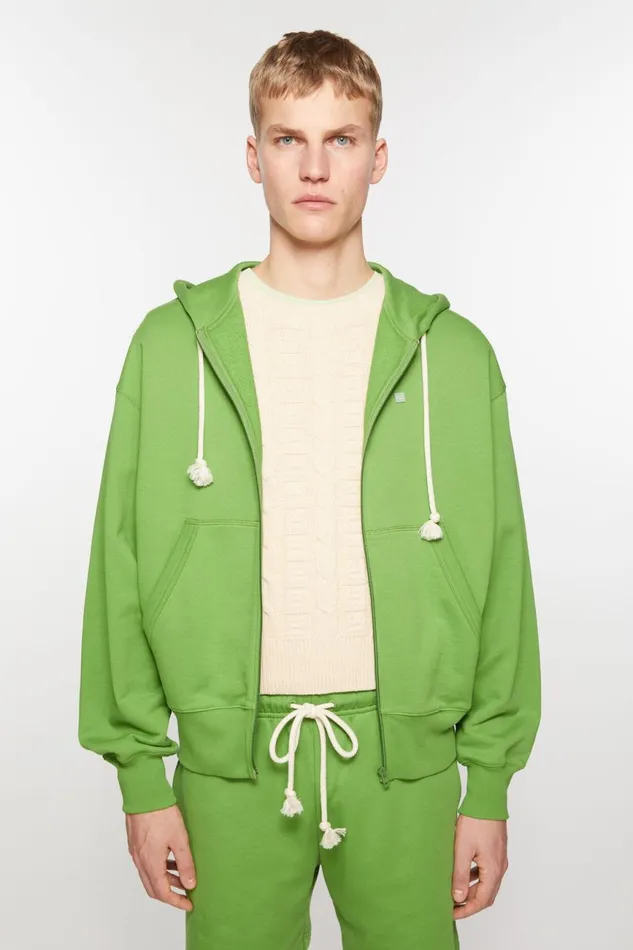 Men Hooded Zip Sweater Herb Green Acne Studios Sweatshirts