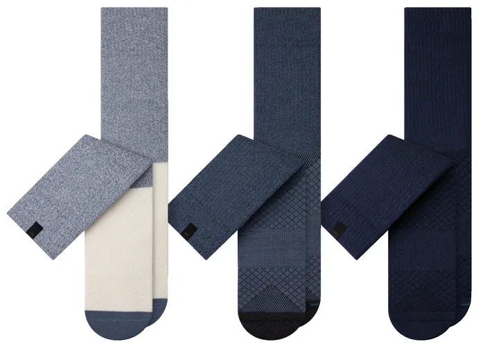Men Hustle Cushion Crew Navy Socks 3 Pack Pair Of Thieves Crew