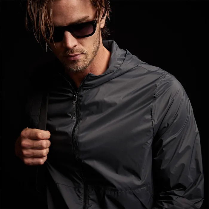 MEN James Perse JACKETSOUTERWEAR Lightweight Hooded Windbreaker Carbon