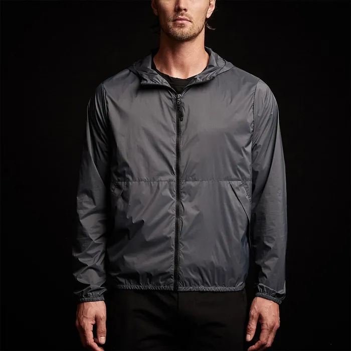 MEN James Perse JACKETSOUTERWEAR Lightweight Hooded Windbreaker Carbon