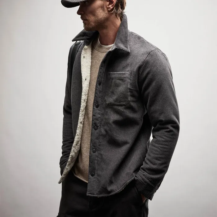 MEN James Perse JACKETSOUTERWEAR Sherpa Lined Corduroy Shirt Jacket Magma