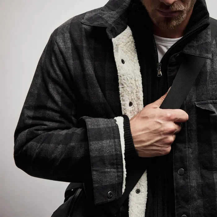 MEN James Perse JACKETSOUTERWEAR Sherpa Lined Plaid Jacket Flannelblack